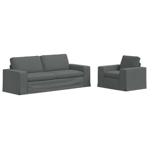 vidaXL Sofa Set 2 pcs Dark Grey Fabric
