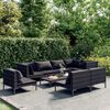 vidaXL 9 Piece Garden Lounge Set with Cushions Poly Rattan Dark Grey