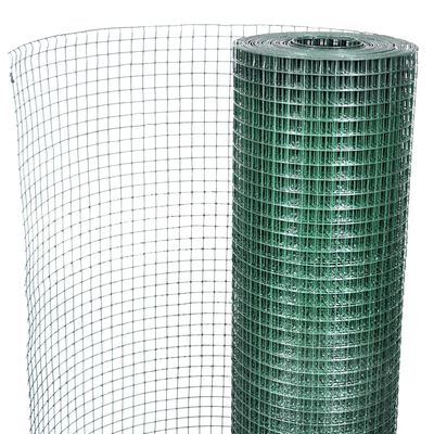 vidaXL Chicken Wire Fence Galvanised with PVC Coating 25x1 m Green