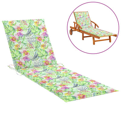 vidaXL Sun Lounger Cushion Leaf Pattern 200x50x3cm Oxford Fabric