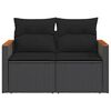 vidaXL Garden Sofa with Cushions 2-Seater Black Poly Rattan
