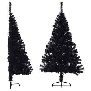 vidaXL Artificial Half Christmas Tree with Stand Black 120 cm PVC