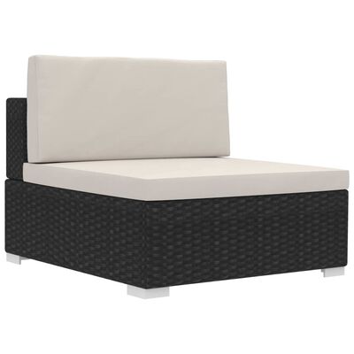 vidaXL 4 Piece Garden Sofa Set with Cushions Poly Rattan Black