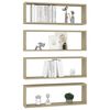 vidaXL Wall Cube Shelf 4 pcs Sonoma Oak 80x15x26.5 cm Engineered Wood