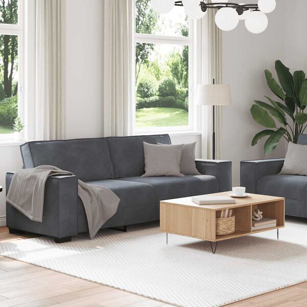 vidaXL 2 Piece Sofa Set with Cushions Dark Grey Velvet