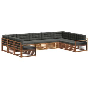 vidaXL Outdoor Sofa Set 9 pcs Natural and Anthracite Solid Acacia Wood