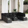 vidaXL Garden Sofa Set with Cushion 9 pcs Black Poly Rattan