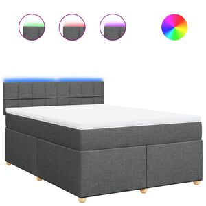 vidaXL Box Spring Bed with Mattress Dark Grey Double Fabric