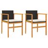 vidaXL Garden Chairs with Cushions 2 pcs Black Poly Rattan&Solid Wood
