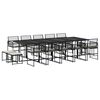 vidaXL 15 Piece Garden Dining Set with Cushions Black Poly Rattan