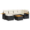 vidaXL 7 Piece Garden Sofa Set with Cushions Black Poly Rattan