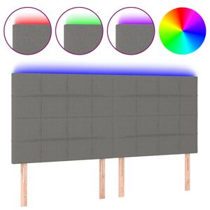 vidaXL LED Headboard Dark Grey 160x5x118/128 cm Fabric