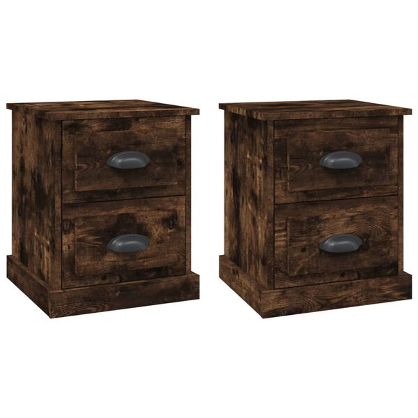 vidaXL Bedside Cabinets 2 pcs Smoked Oak 39x39x47.5 cm Engineered Wood