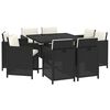 vidaXL 9 Piece Garden Dining Set with Cushions Poly Rattan Black