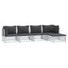 vidaXL 5 Piece Garden Lounge Set with Cushions White Steel