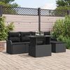 vidaXL Garden Sofa Set with Cushion 6 pcs Black Poly rattan