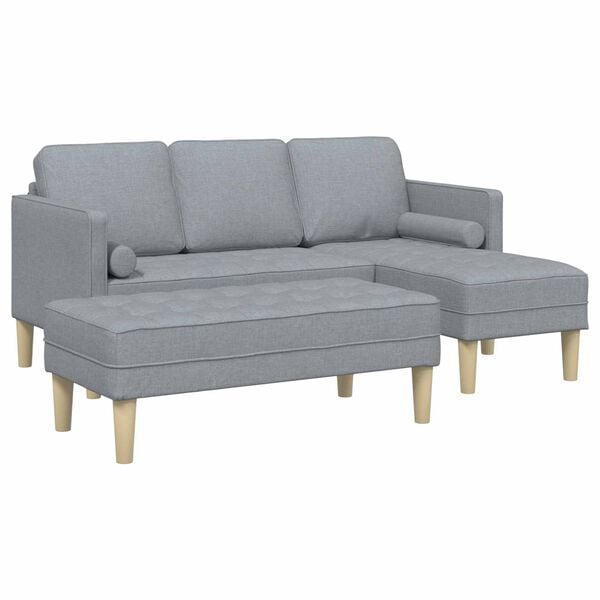 vidaXL Sofa Set with Cushion 2 pcs Light Grey Polyester