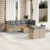 vidaXL 10 Piece Garden Sofa Set with Cushions Mix Beige Poly Rattan
