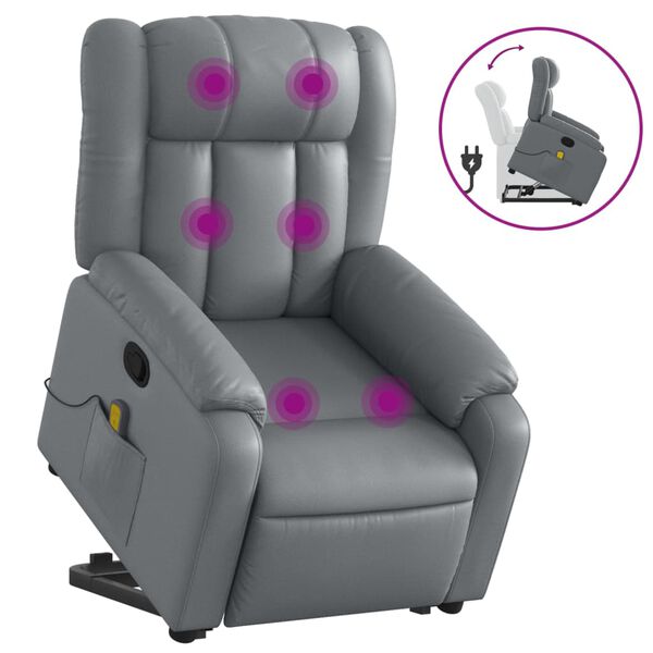vidaXL Electric Massage Recliner Chair Grey Faux Leather