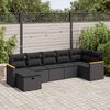 vidaXL 7 Piece Garden Sofa Set with Cushions Black Poly Rattan