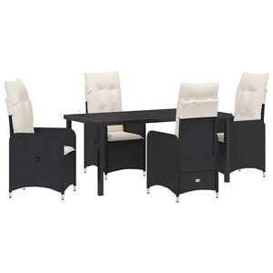vidaXL Garden Dining Set 5 pcs Black Poly Rattan