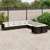 vidaXL 10 Piece Garden Sofa Set with Cushions Black Poly Rattan