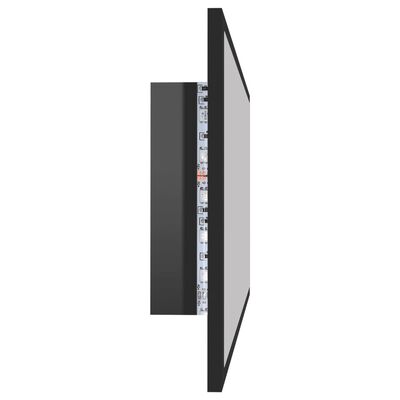 vidaXL LED Bathroom Mirror High Gloss Black 90x8.5x37 cm Acrylic