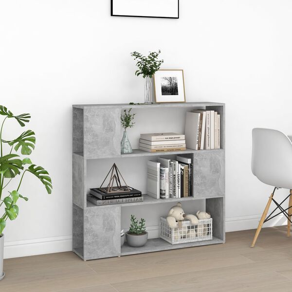 vidaXL Book Cabinet Room Divider Concrete Grey 100x24x94 cm