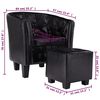 vidaXL Tub Chair with Footstool Black Faux Leather