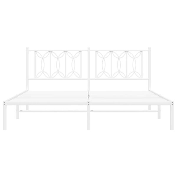 vidaXL Metal Bed Frame without Mattress with Headboard White 180x200cm