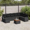 vidaXL Garden Sofa Set with Storage 9 pcs Black Poly Rattan
