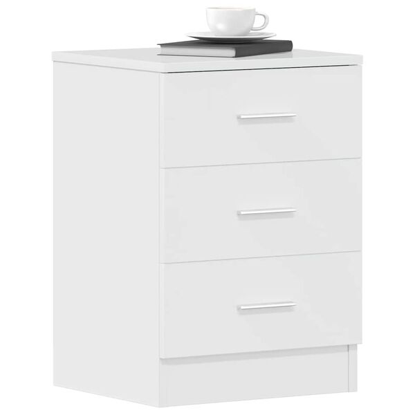 vidaXL Bedside Cabinets 2 pcs High Gloss White 38x35x56 cm Engineered Wood