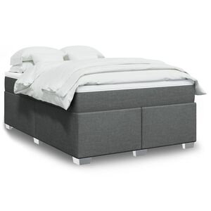 vidaXL Box Spring Bed with Mattress Light Grey Queen Fabric