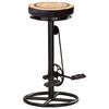vidaXL Bar Stools with Canvas Print 2 pcs Black and Brown Real Leather