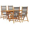 vidaXL Garden Dining Set Folding 5 pcs Grey Solid Acacia Wood