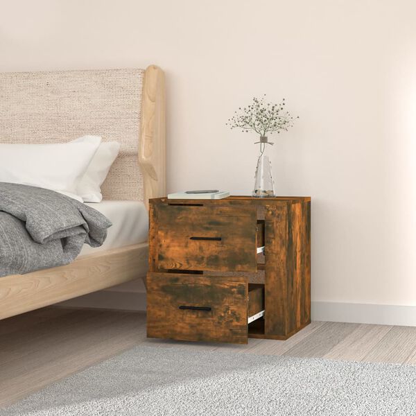 vidaXL Wall-mounted Bedside Cabinet Smoked Oak 50x36x47 cm