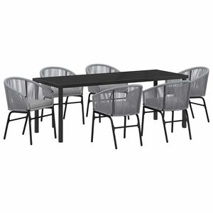 vidaXL Garden Dining Set 7 pcs Anthracite Powder-Coated Steel