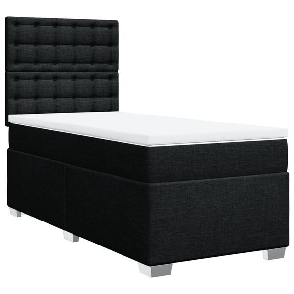 vidaXL Box Spring Bed with Mattress Black King Single Fabric