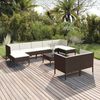 vidaXL 10 Piece Garden Lounge Set with Cushions Poly Rattan Brown
