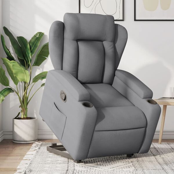 vidaXL Stand up Recliner Chair Light Grey Fabric