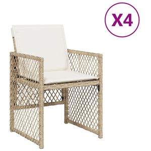 vidaXL Garden Chairs with Cushions 4 pcs Beige Poly Rattan