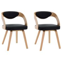 vidaXL Dining Chairs 2 pcs Black Bent Wood and Faux Leather