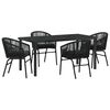 vidaXL Garden Dining Set 5 pcs Black Powder-Coated Steel