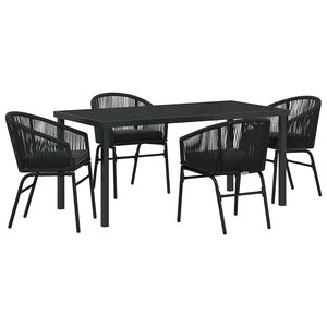 vidaXL Garden Dining Set 5 pcs Black Powder-Coated Steel