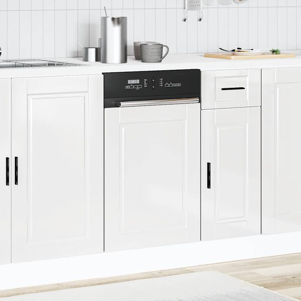 vidaXL Dishwasher Panel Porto High Gloss White 45x1,5x67 cm Engineered Wood