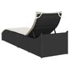 vidaXL Folding Sun Lounger with Cushion and Storage Black Poly Rattan