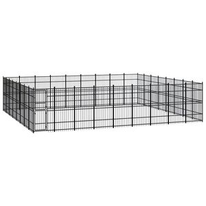 vidaXL Outdoor Dog Kennel Steel 66.36 m&sup2;