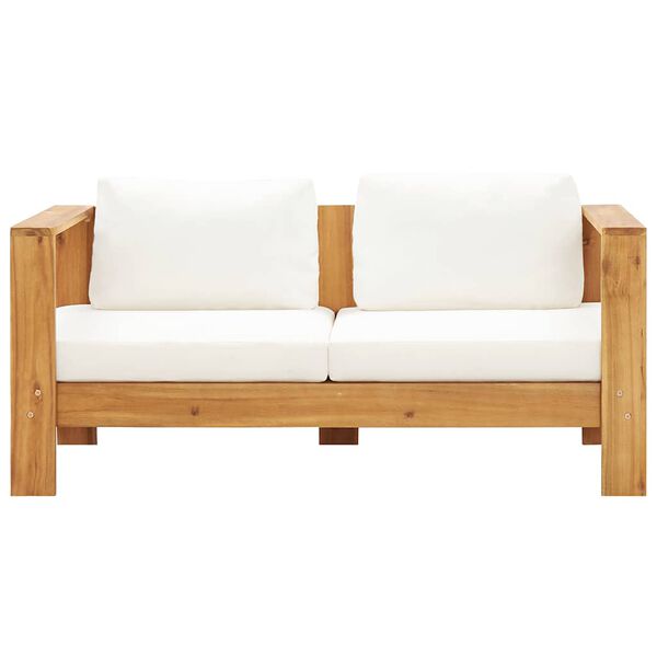 vidaXL Garden Sofa with Cushion 140 cm Solid Acacia Wood Cream White