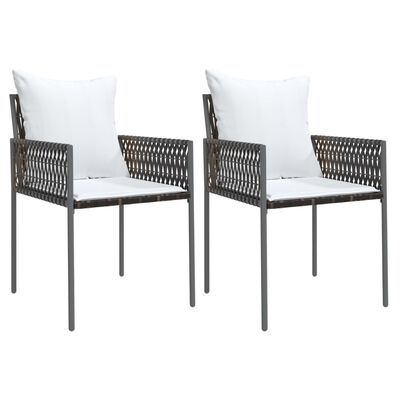 vidaXL Garden Chairs with Cushions 2 pcs Brown 54x61x83 cm Poly Rattan