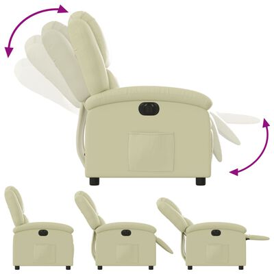 vidaXL Electric Recliner Chair Cream Real Leather